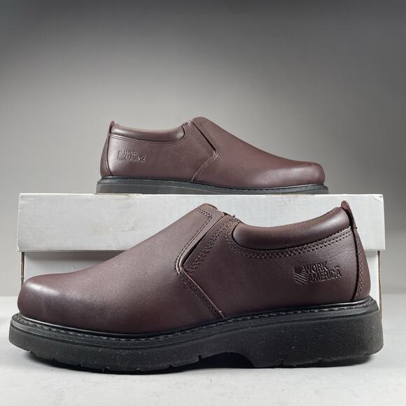 Work America Responder II Mens 10 D Brown Slip On Work Loafer Boot Oil Resistant - Picture 1 of 9
